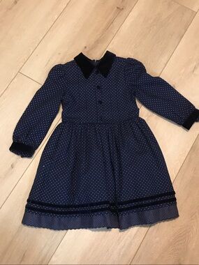 Vintage David Charles Long Sleeve Dress with Velvet Collar